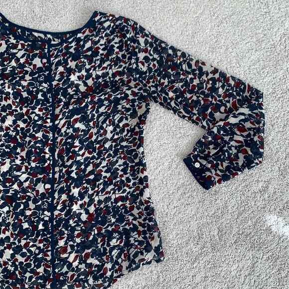 LOFT Button Down Sheer Blouse Sz S - Picture 2 of 8